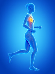 Fototapeta na wymiar jogging woman with visible blood vessels