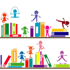 Doodle background with children
