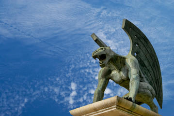 gargoyle of bridge kingdom. Valencia. Spain
