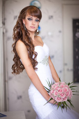 Beautiful bride in wedding day In bridal dress. newlywed woman