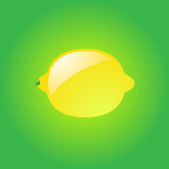 Lemon on green background
