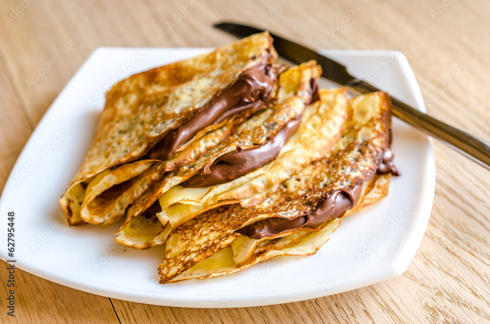 Poster crepes with chocolate cream