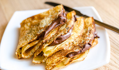 Crepes with chocolate cream