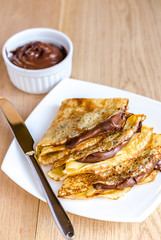 Crepes with chocolate cream