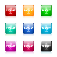  podcast icon vector colorful set