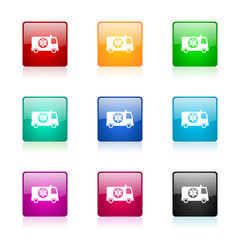 ambulance icon vector colorful set