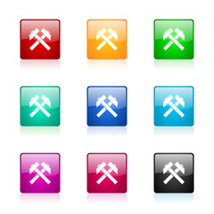 mining icon vector colorful set