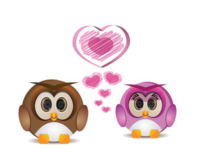 cute round owl in love