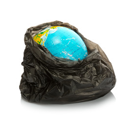 Earth inside litter pack on white