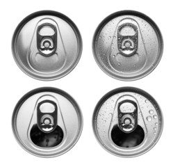 Four aluminum cans  isolated on white