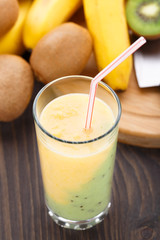 Glass of tropical fruit smoothie