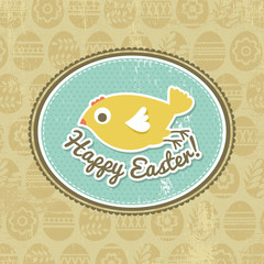 background with easter eggs and one chick, vector