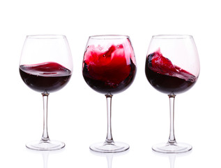 Set of glasses with red wine