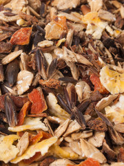 sportive  muesli with black oats. background. for horse.