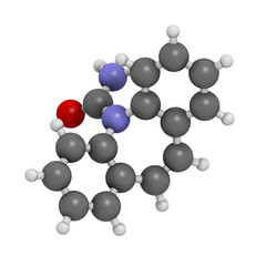 Carbamazepine anticonvulsant and mood stabilizing drug molecule.