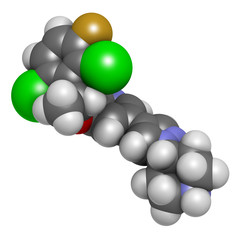 Crizotinib anti-cancer drug molecule. Inhibitor of ALK and ROS1