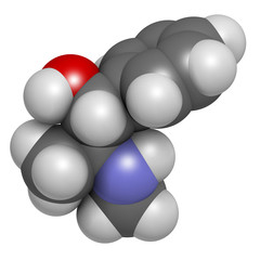 Ephedrine stimulant drug molecule. Alkaloid found in Ephedra.