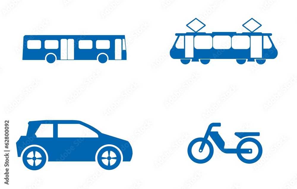 Poster Transport urbain en 4 icônes