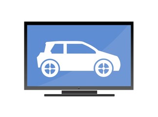 Voiture dans un écran de télévision