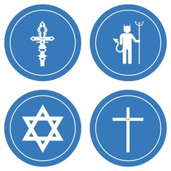Symboles religieux en 4 panneaux