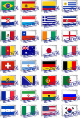 Certified postage stamps with flags of the participating countri