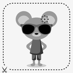 Cute mouse wearing clothes and sunglasses