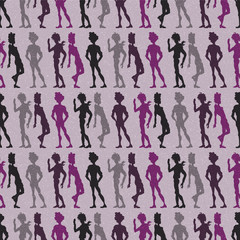 Seamless pattern with people silhouettes