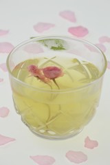 桜の花びらの緑茶