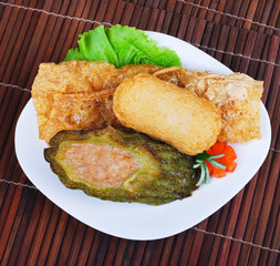 Yong Tau Fu. delicious Asian cuisine of fish paste stuffed