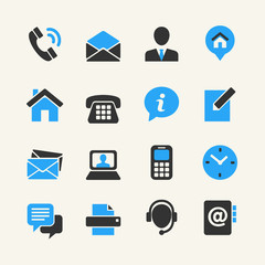 Web communication icon set: contact us