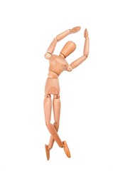 dancing wood model figure on a white background