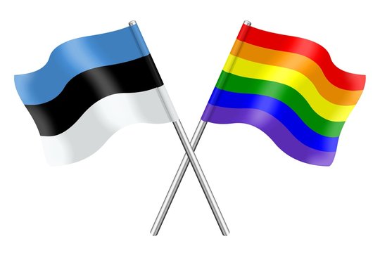 Flags : Estonia and rainbow
