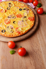 Tasty pizza on table close-up