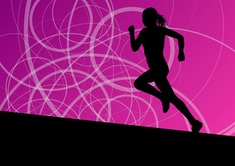 Active women sport athletics running silhouettes illustration ab