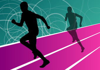 Fototapeta na wymiar Active men runner sport athletics running silhouettes illustrati
