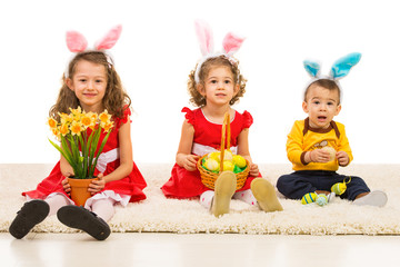Happy brother with bunny ears