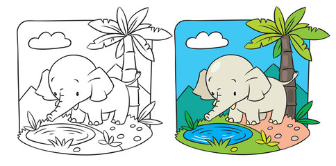 Fototapeta premium Elephant. Coloring book