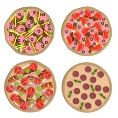 realistic 3d render of pizzas