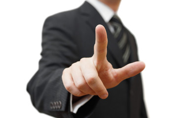 Businessman touching an imaginary screen