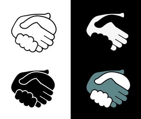 black icon handshake. background