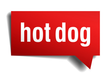 hot dog red 3d realistic paper speech bubble