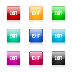 exit vector icons colorful set