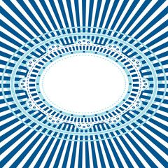 Blue oval frame. Elliptic frame on azure radial rays.