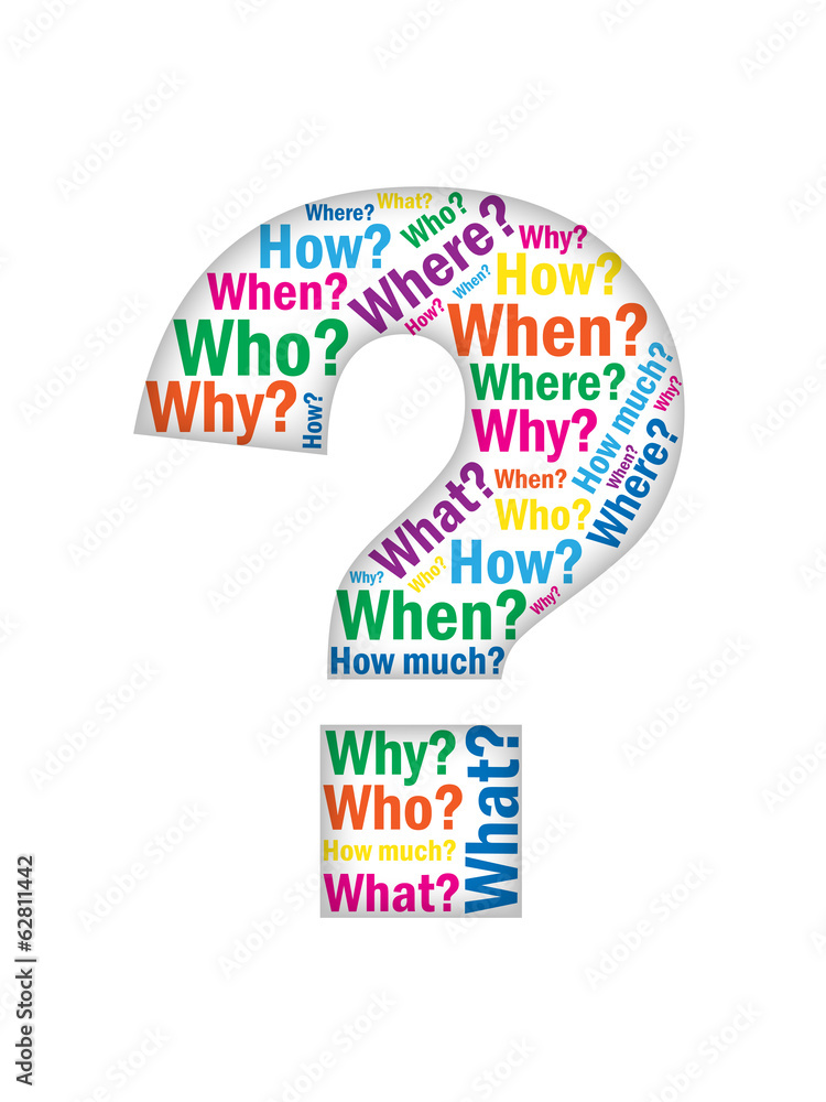 Aufkleber question mark (questions answers faq help presentation how why)