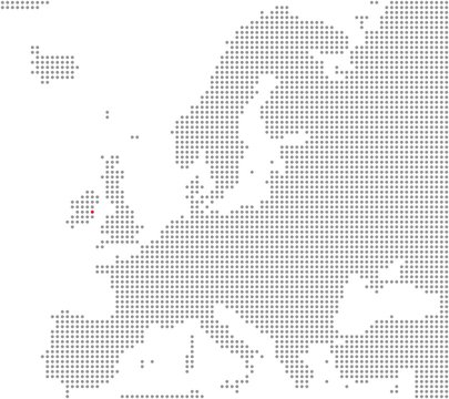 Pixelkarte Europa: Dublin liegt hier