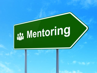 Education concept: Mentoring and Business People on road sign