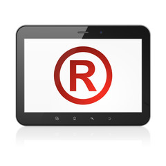 Law concept: Registered on tablet pc computer