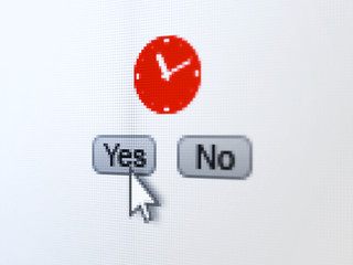 Time concept: Clock on digital computer screen