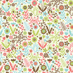 Fototapety  Abstract hand-drawn seamless floral background pattern