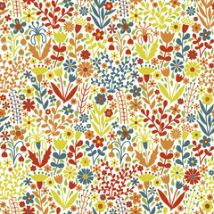Abstract hand-drawn seamless floral background pattern